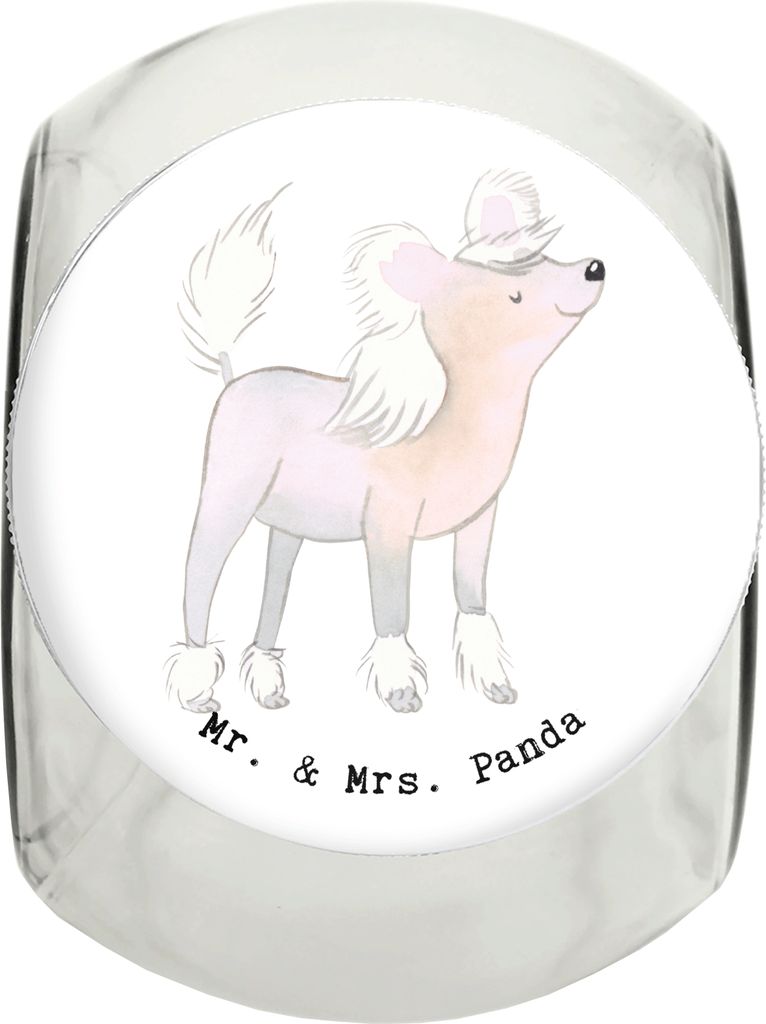 Mr. & Mrs. Panda Bonbonglas Chinesischer Schopfhund Moment XL 2000ml - Weiß - Geschenk, Keksdose, aufbewahrungsglas, Vorratsglas, Chinese Crested ...