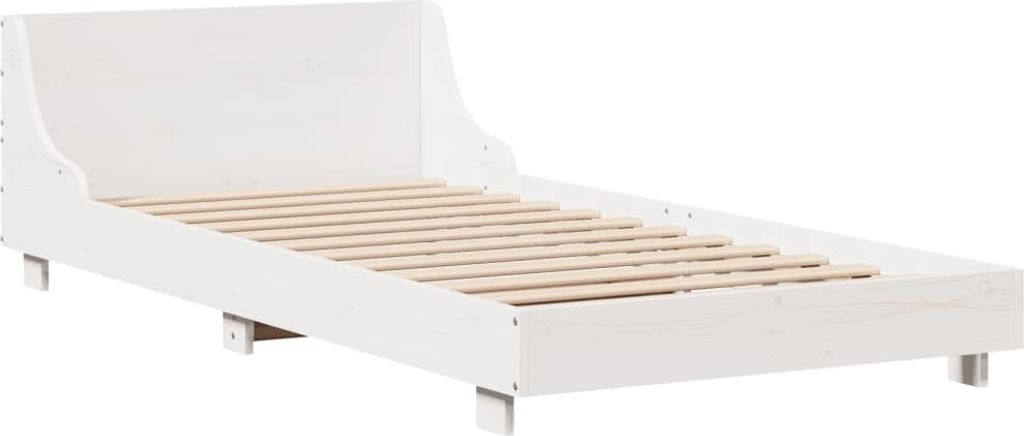 Massivholzbett ohne Matratze Weiß 90x200 cm Kiefernholz