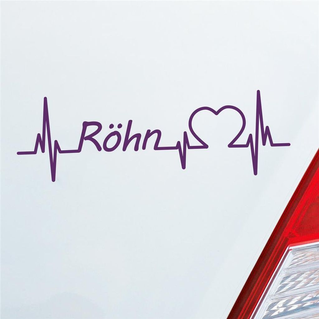 Auto Aufkleber Röhn Puls Herzschlag mit Ferien Region Motiv 19x6 cm Lila Sticker Heckscheibenaufkleber