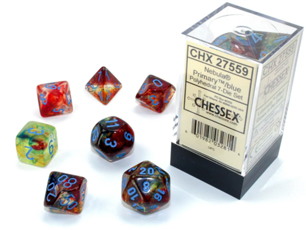 Set de 7 Dés pour Jeux de Société Nebula Blue Luminary Accessoire JdR