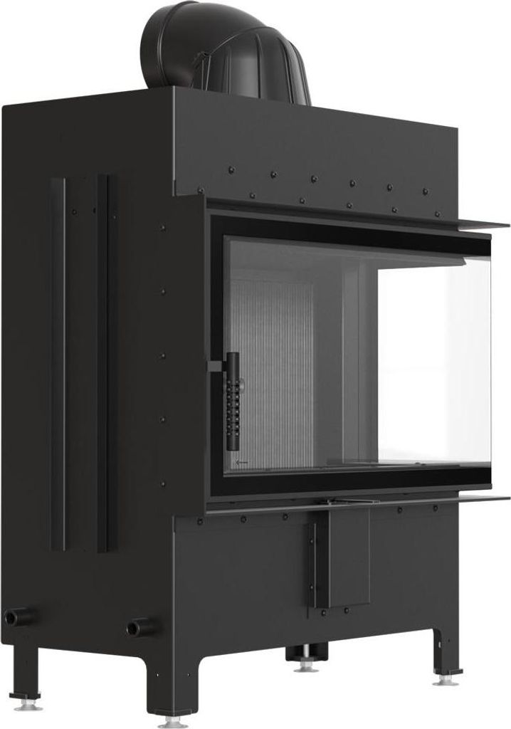 KRATKI LUCY Kamineinsatz schwarz rechts 14 kW Ø200 Holz Set