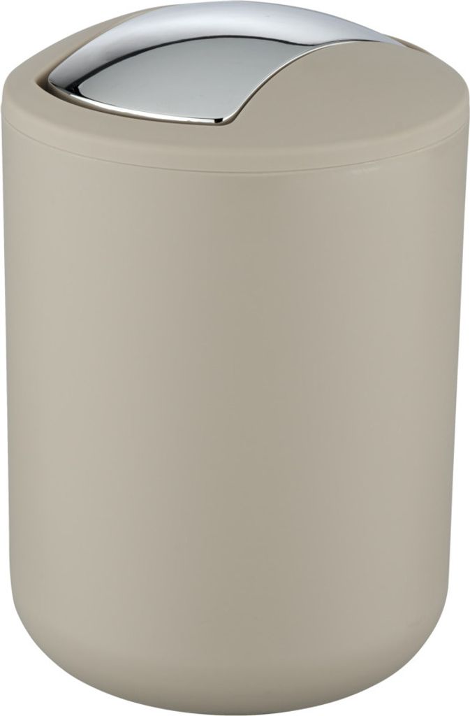 WENKO Schwingdeckel Eimer Brasil 2 L Taupe S Kosmetik Müll Abfall Bad Küche WC