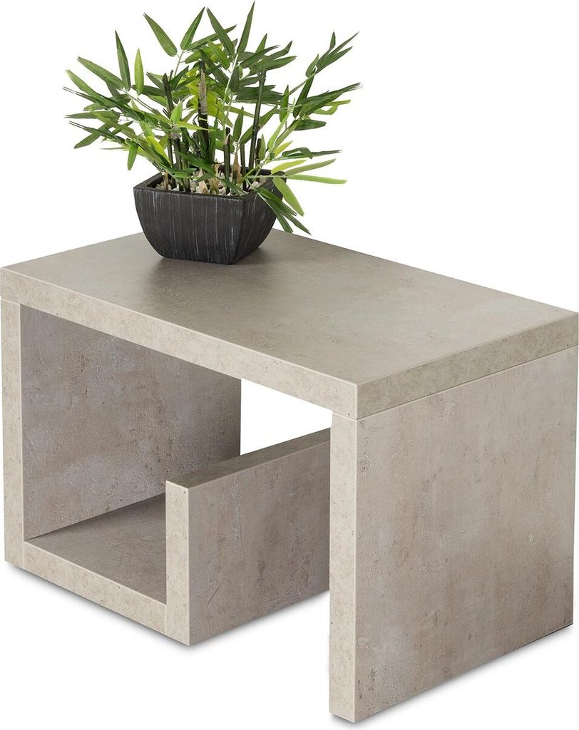 Couchtisch Gustav 59x36x37cm Betonoptik grau Beistelltisch verleimt