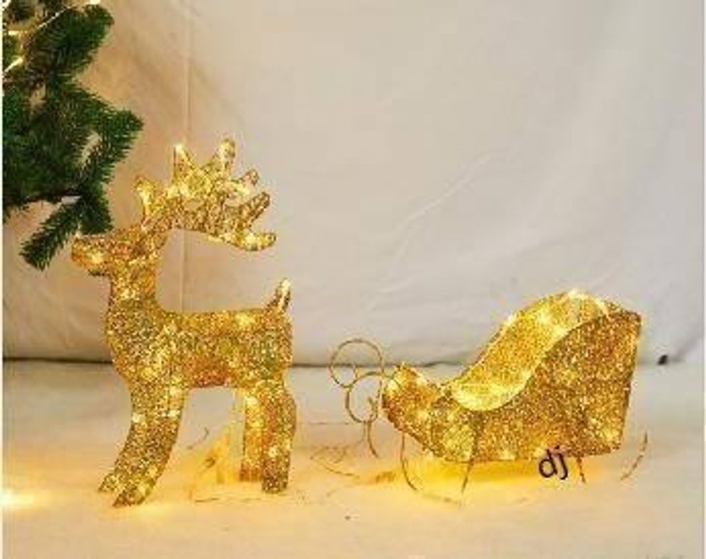 DECOLED LED Leuchthirsch mit Schlitten, 40 cm, warmweiß