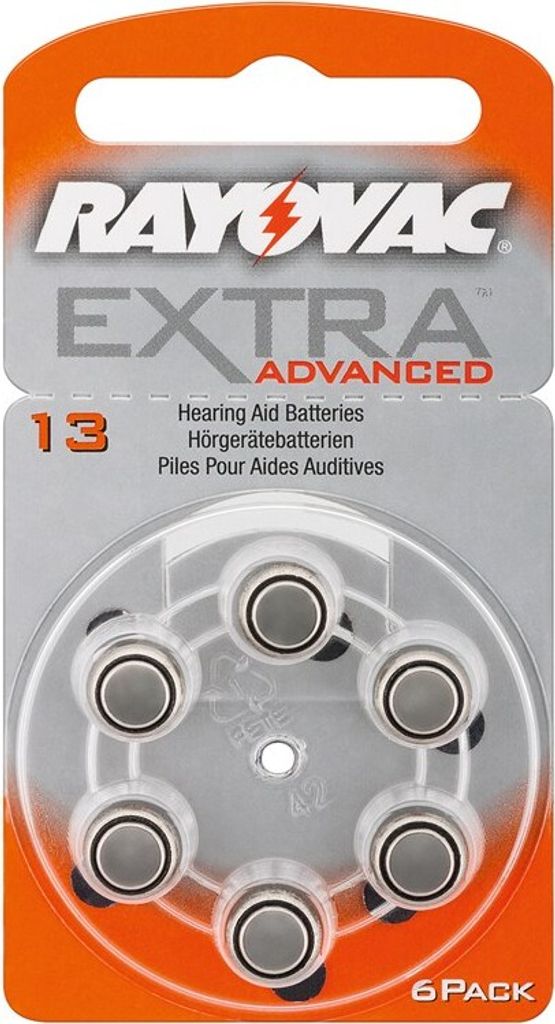 Rayovac Extra Advanced PR48/13A - Zink-Luft Hörgeräte-Knopfzelle, 1,4 V