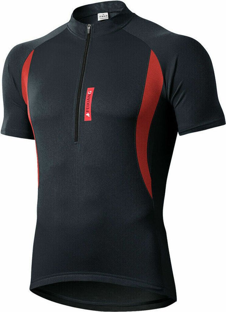 Herren Atmungsaktiv Radfahren Radtrikot Fahrradtrikot MTB Trikot Kurzarm Jersey,Schwarz,M