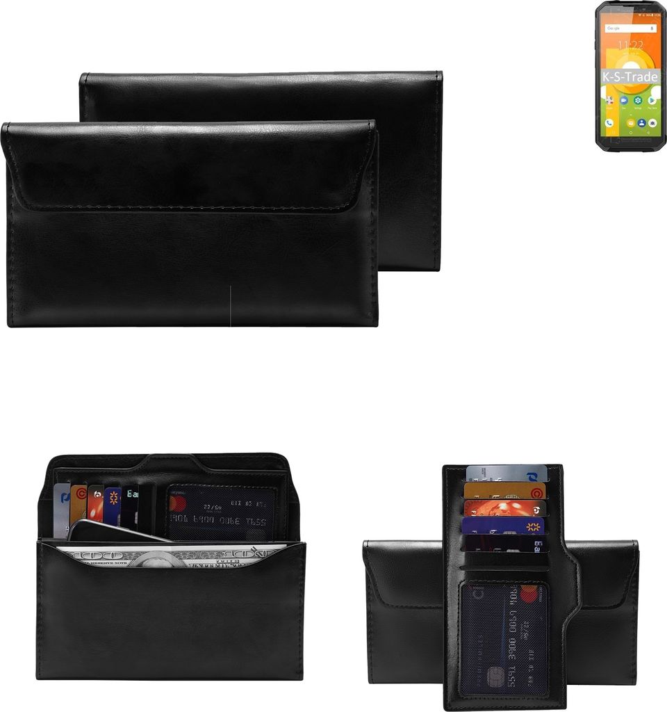 K-S-Trade Handy Hülle kompatibel mit Blackview BV9500 Plus Schutz Hülle Tasche Schutz Case Handytasche Kunstleder schwarz, 1x
