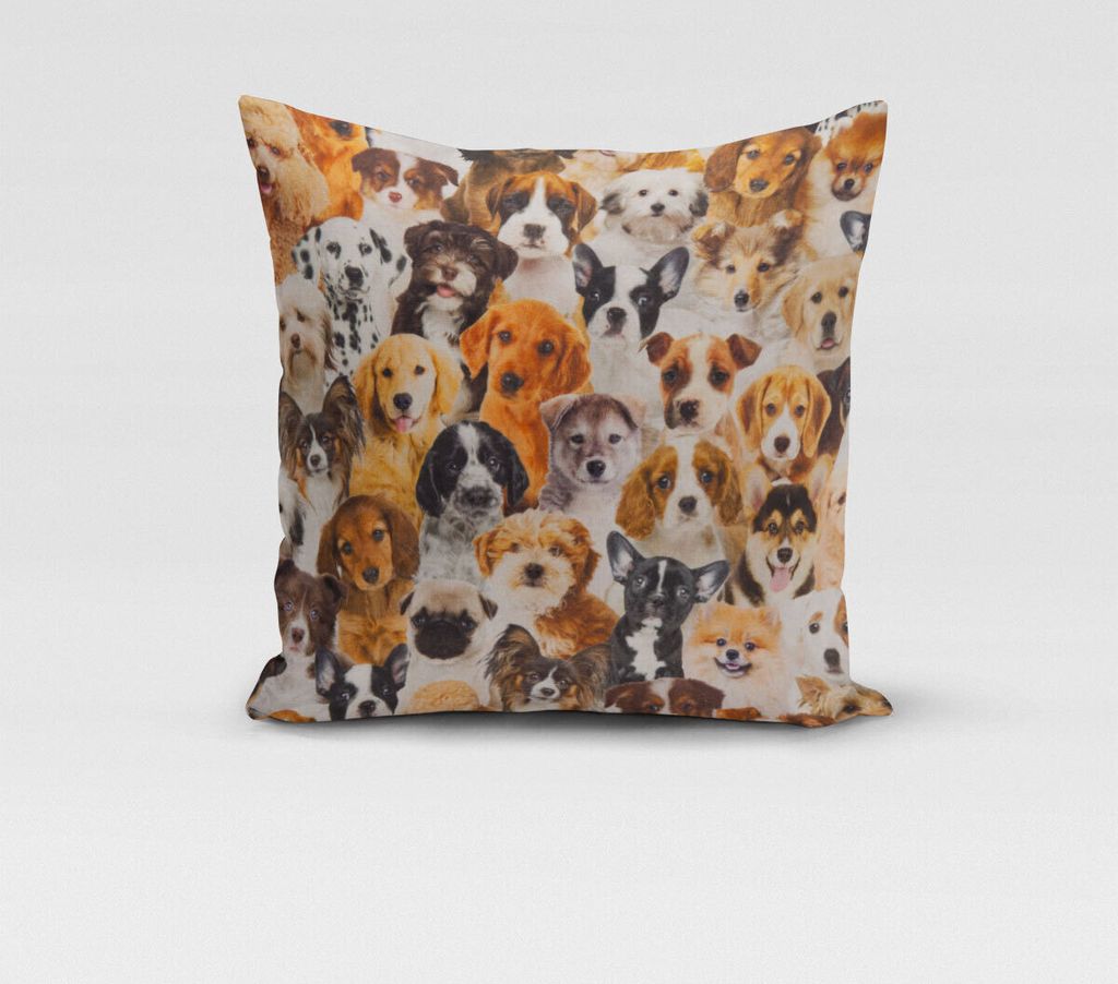 SCHÖNER LEBEN. Kissenhülle Hunde Welpen braun weiß schwarz Größe 60x60cm (HxB) 60x60cm (HxB) Größe