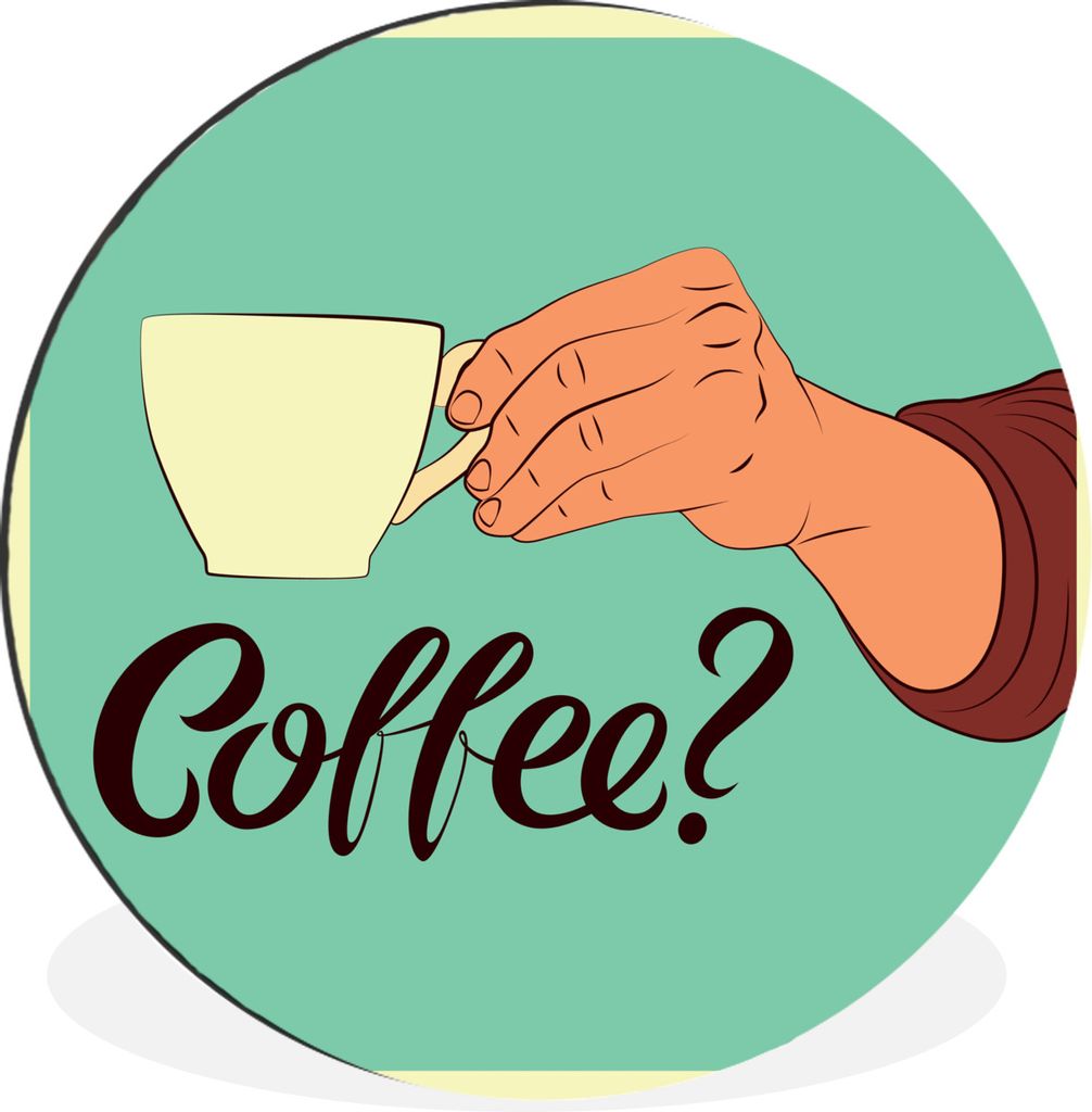 MuchoWow Aluminium Wandkreis Retro - Kaffee? - Sprichwörter - Zitate Ø 30 cm Wanddeko Modern Wohnzimmer - Wand Bild - Wohnzimmer - Runde Bilder...