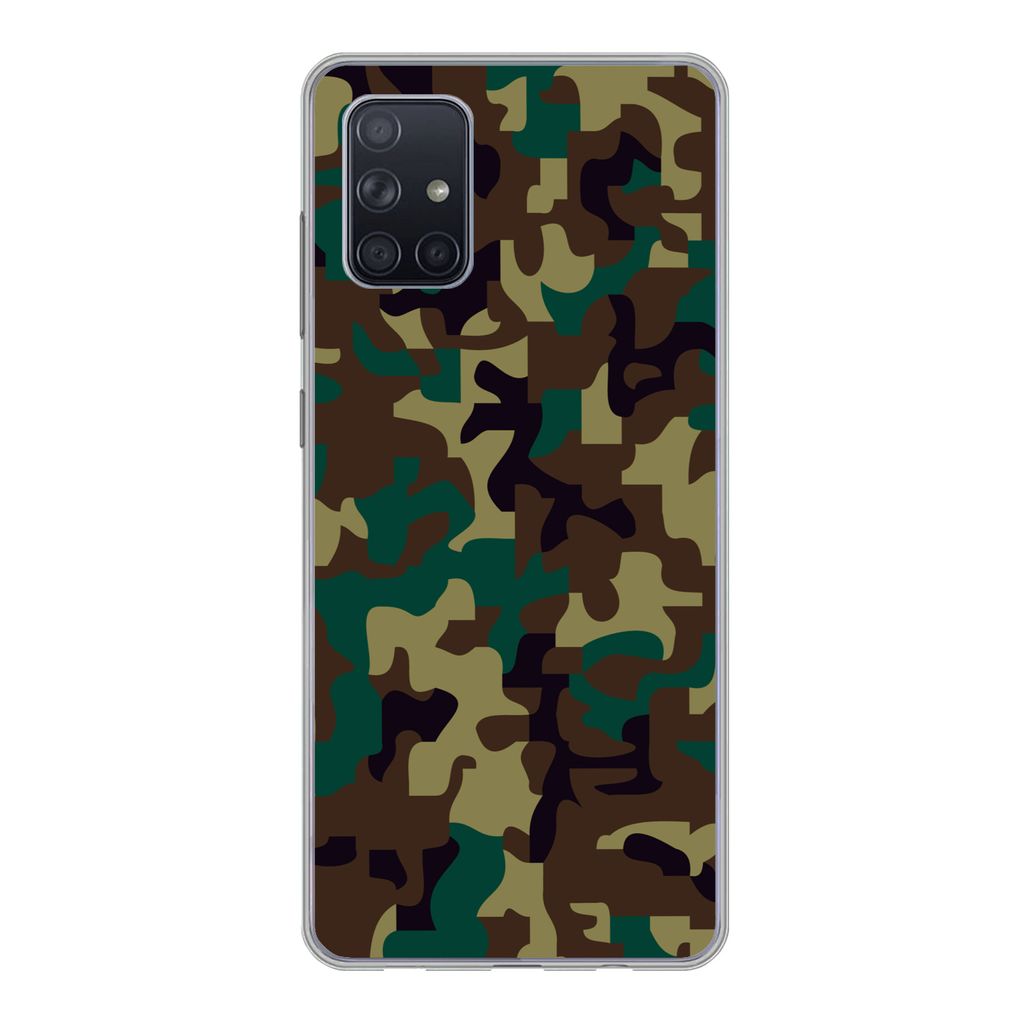 MuchoWow Handyhülle Schutzhülle Hülle für Samsung Galaxy A51 Camouflage-Muster mit dunklen Farben Silikon Softcase Handy Hülle - Schutzabdec...