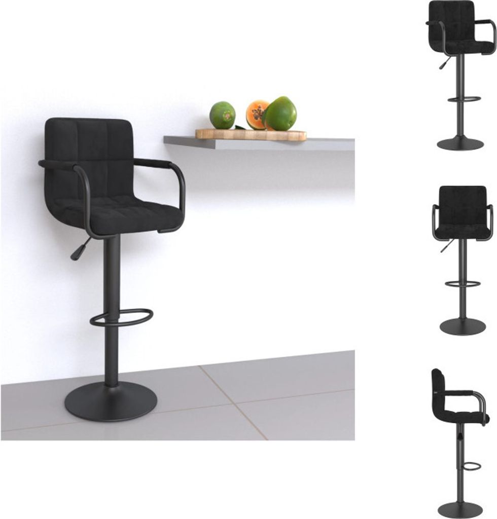 vidaXL Barhocker Schwarz Samt - Barhocker
