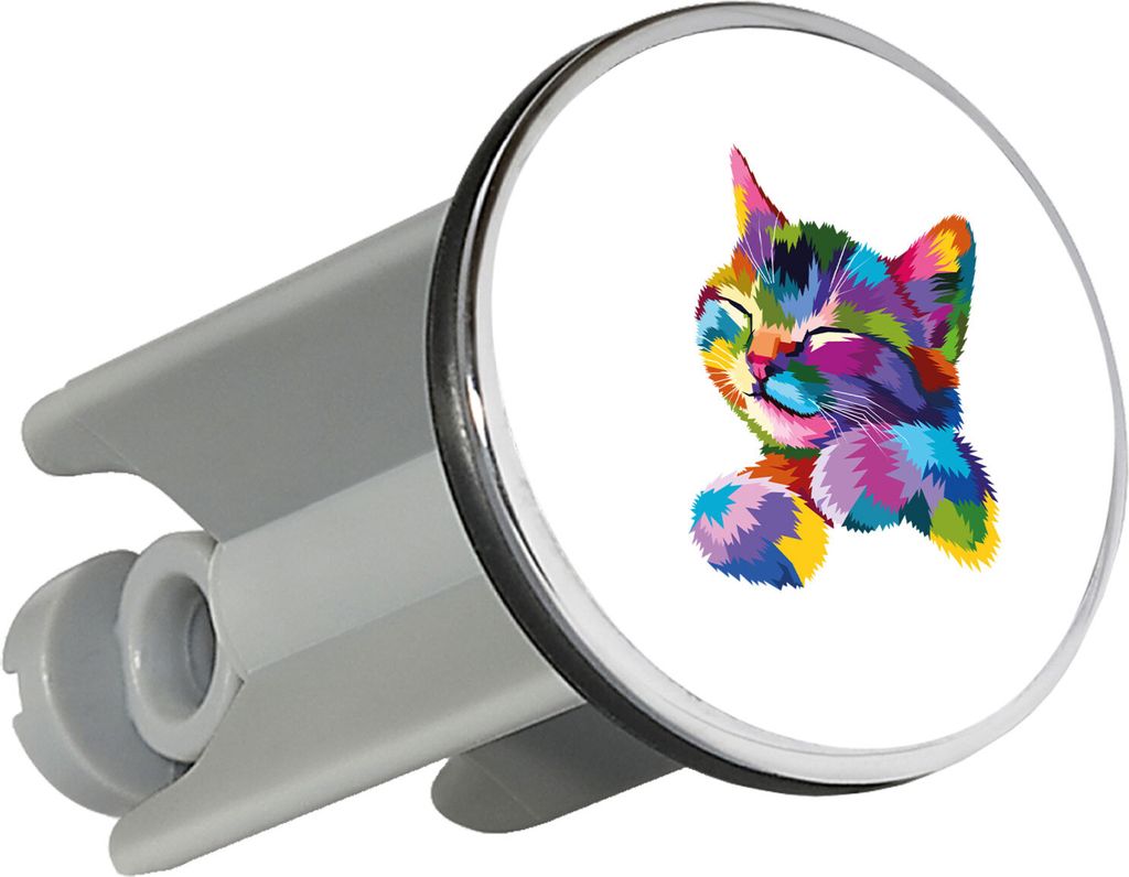 Huuraa Waschbeckenstöpsel Katze Colorful Geschenk 4cm für Waschbecken Abflussstopfen Katze Geschenkidee