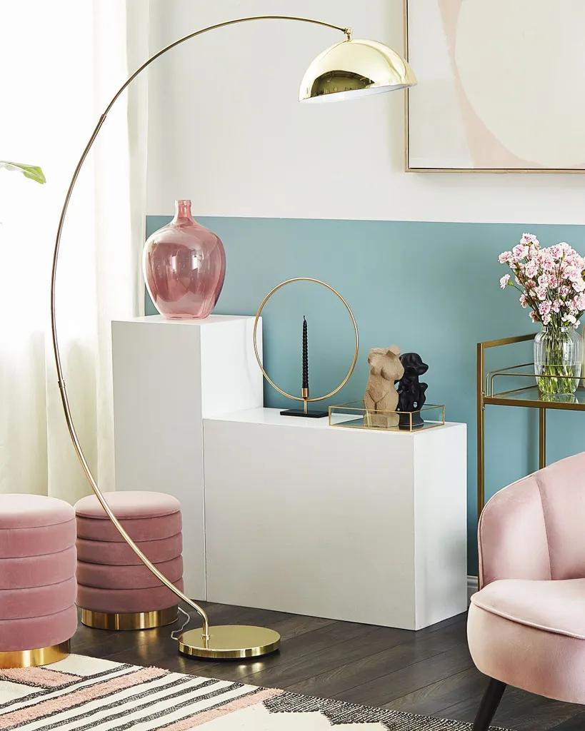 Lampadaire arche doré 188 cm - Solution éclairage salon sans perçage