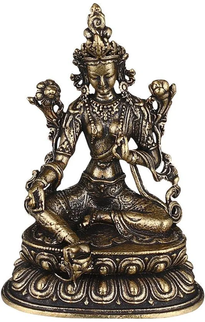 Bouddha en laiton vert anti-stress - Statue zen pour bureau et maison