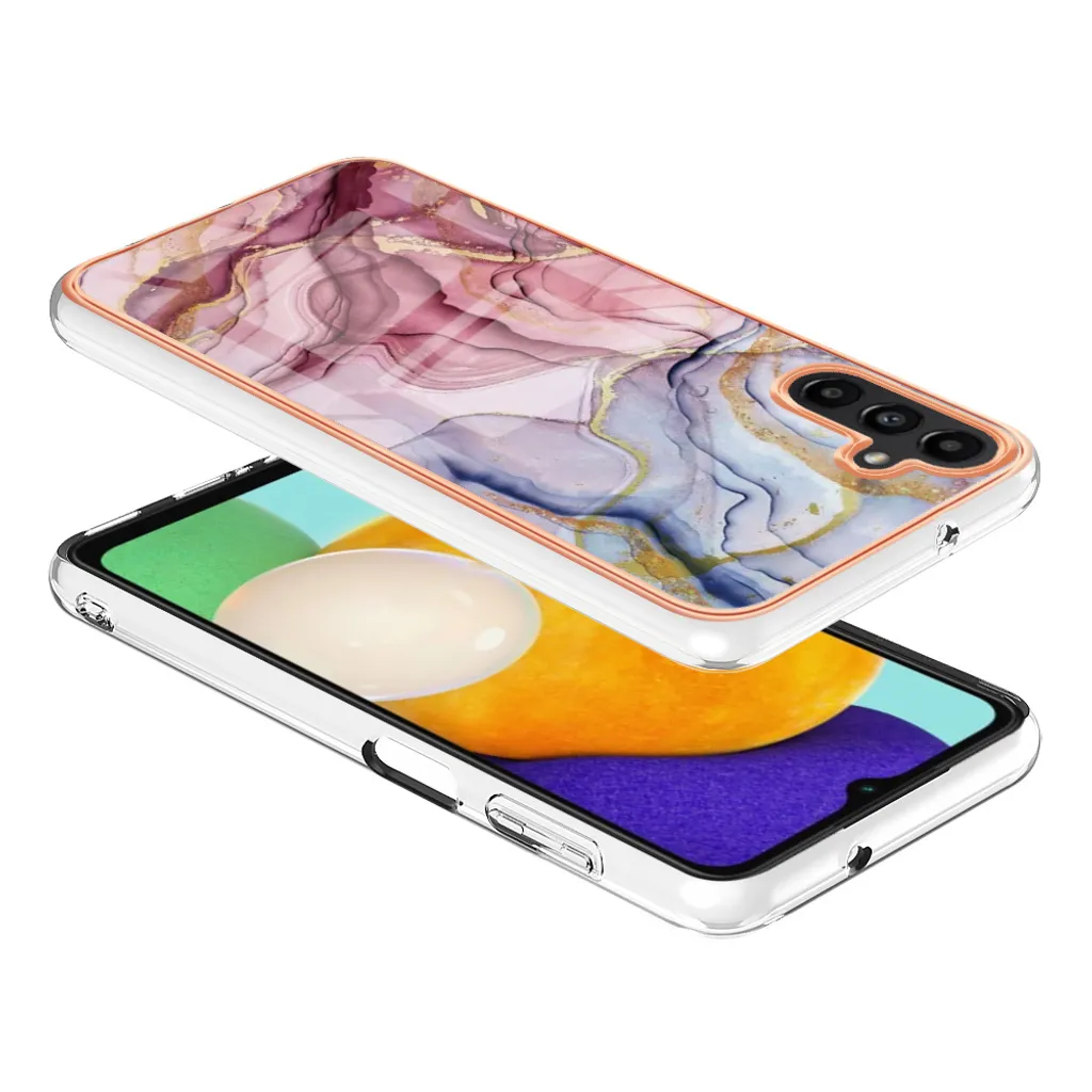 Custodia Samsung Galaxy A35 Silicone TPU Oro Rosa con Fantasia Floreale - 4