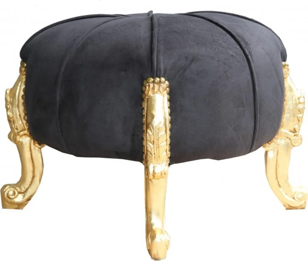Petit Tabouret Baroque Chic Noir et Or - Ajoutez du Luxe à Votre Espace