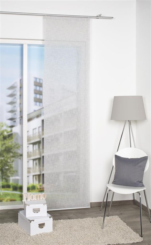 Home Wohnideen Schiebevorhang Naturoptik Quereffekt 245 x 60 cm Grau