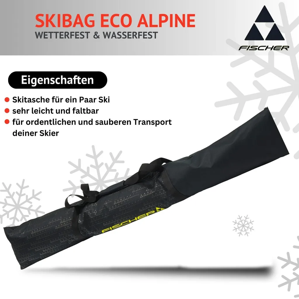 Fischer Housse De Ski ECO Alpine – Légère, Pliable, Double Fermeture éclair – Longueur 190 Cm, Pour 1 Paire De Skis