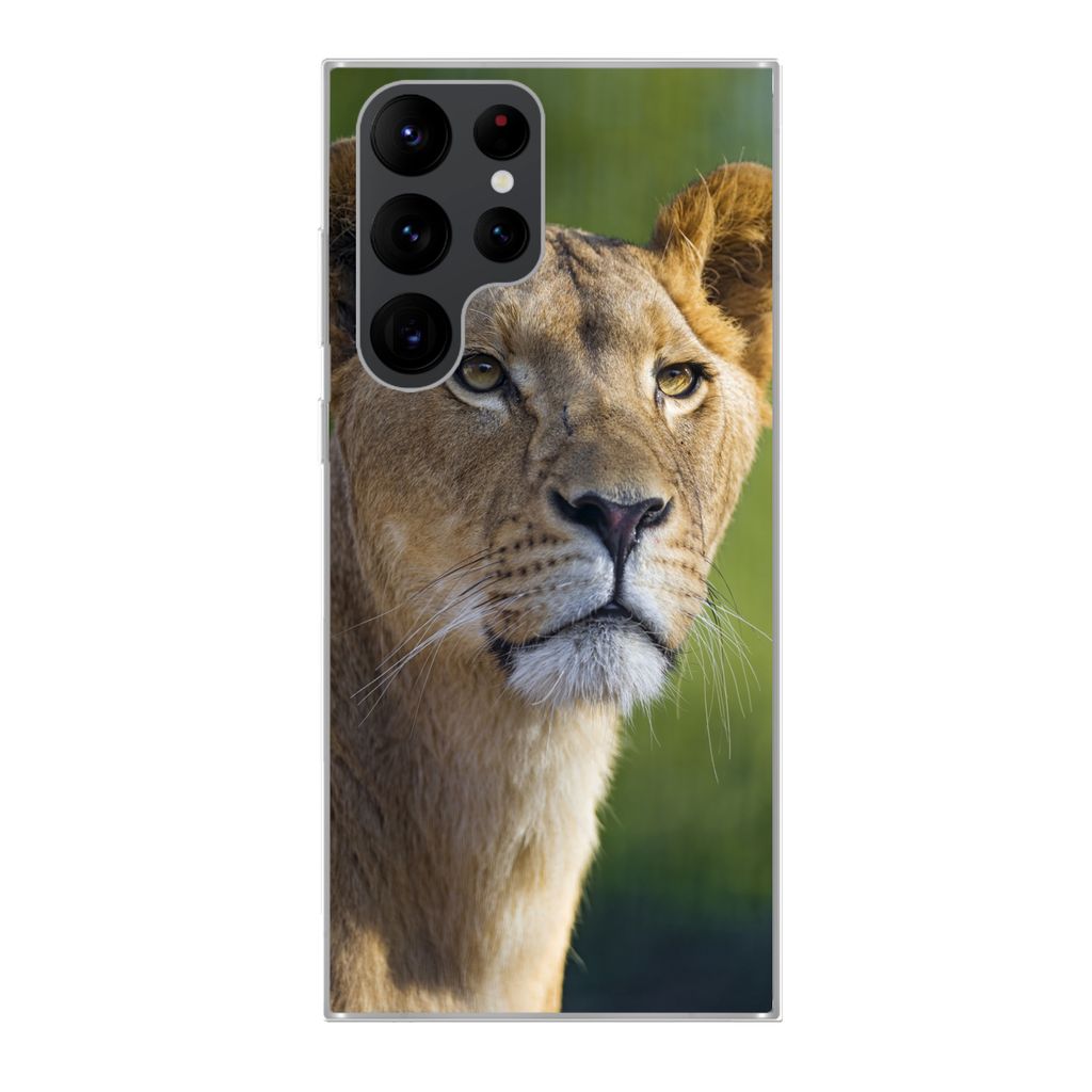 MuchoWow Handyhülle Schutzhülle Hülle für Samsung Galaxy S22 Ultra Porträt - Löwe - Wild Silikon Softcase Handy Hülle - Abbildung