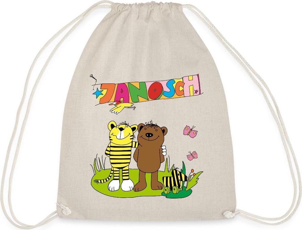 Spreadshirt Janosch Tiger und Bär Freundschaft Turnbeutel, One size, Natur