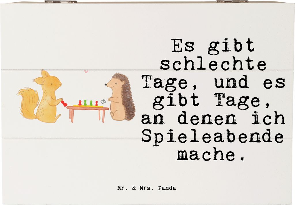 Mr. & Mrs. Panda Box Eichhörnchen Gesellschaftsspiele 22 x 15 cm - Weiß - Geschenk, Spieleabend, Schatzkiste, Spielen, Schatulle, fotobox, Holzki...