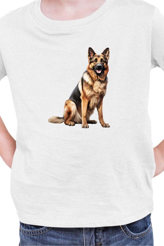 Kinder T-Shirt Dogs Breeds German Shepherd Dog Breed 006, 9-11 Jahr - 140 / Weiß