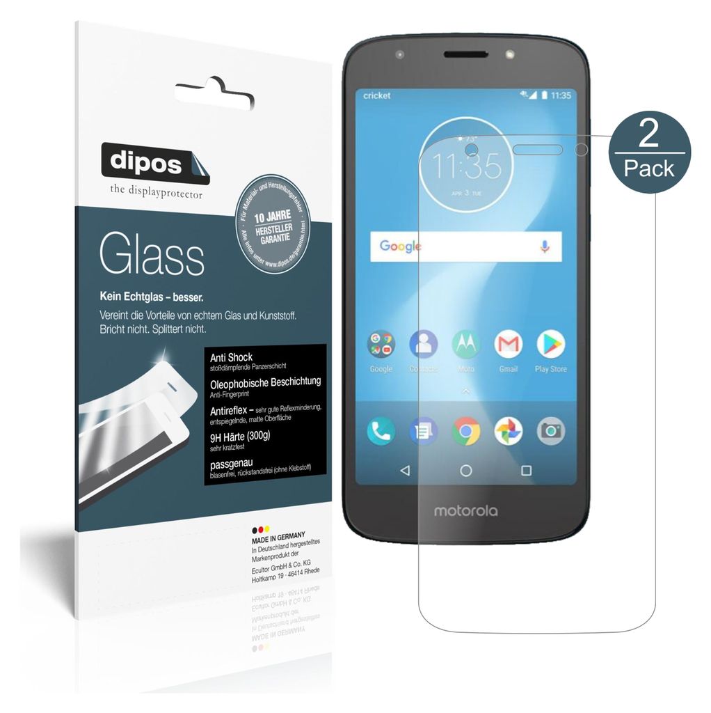 2x Schutzfolie für Motorola Moto E5 Cruise matt - Anti-Shock 9H Folie Glass