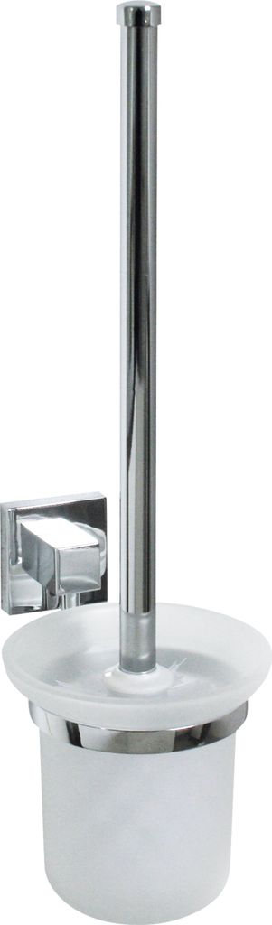 FACKELMANN Toilettenbürste mit Halter MARE, WC-Garnitur, WC-Bürste mit verchromter Wandhalterung (Farbe: Silber/Milchig)