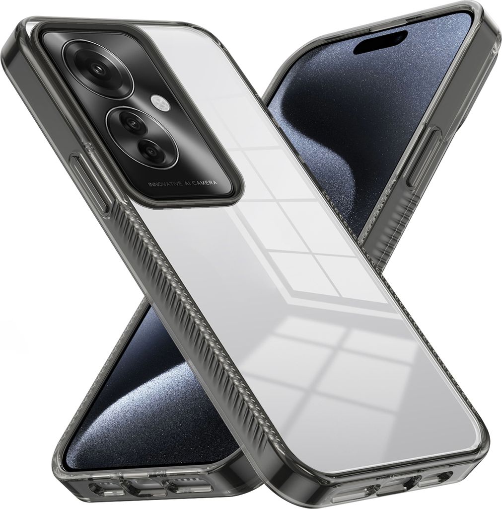 Hülle für Oppo Reno11F Rutschfest Kristallklare Stoßfeste TPU Bumper Handyhülle Schwarz