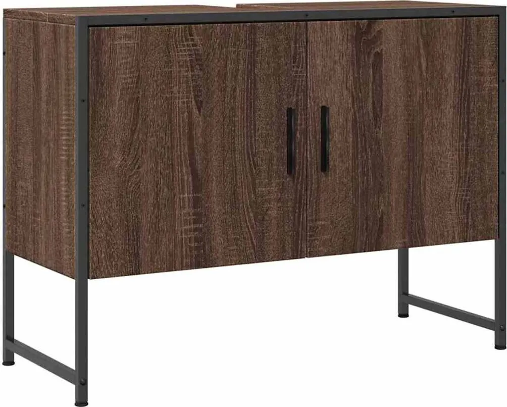 Mobiletto Bagno 80x33x60 cm Marrone Rovere | Montaggio Facile vidaXL