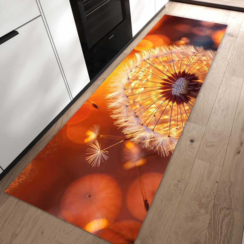 Küchenteppich 80x250cm rutschfest & abwischbar PVC Läufer - Leuchtender Loewenzahn