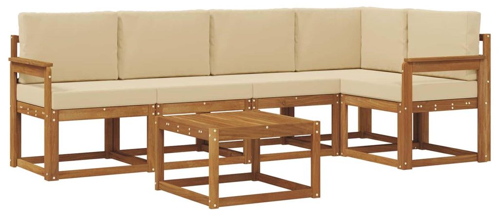 vidaXL Outdoor-Sofagarnitur mit Kissen 6 pcs Natur und Beige