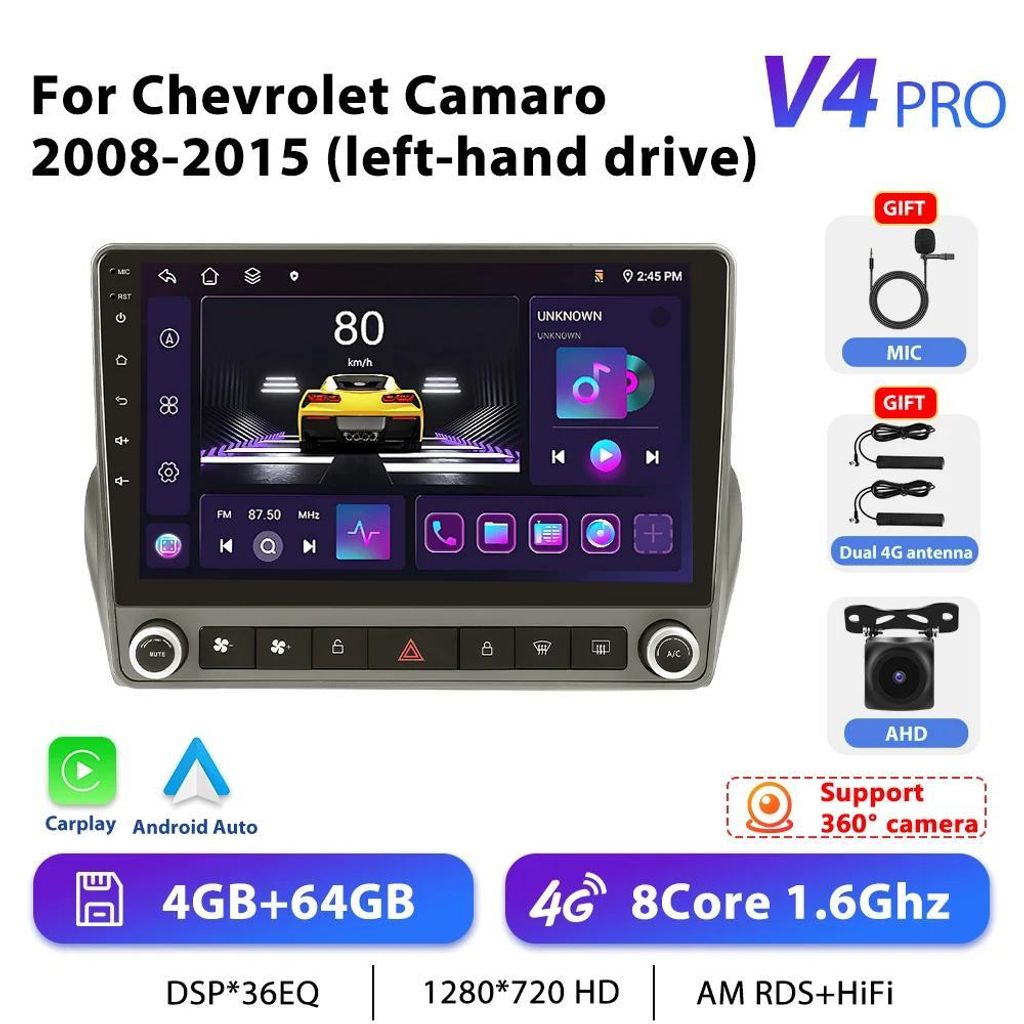 Chevrolet Camaro 2008–2015 – radio samochodowe z systemem Zdjęcie produktu 