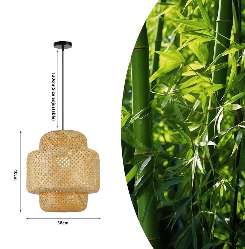 Suspension Design Bambou Immax BOHO HILO D38 cm Style Bohème et Nature