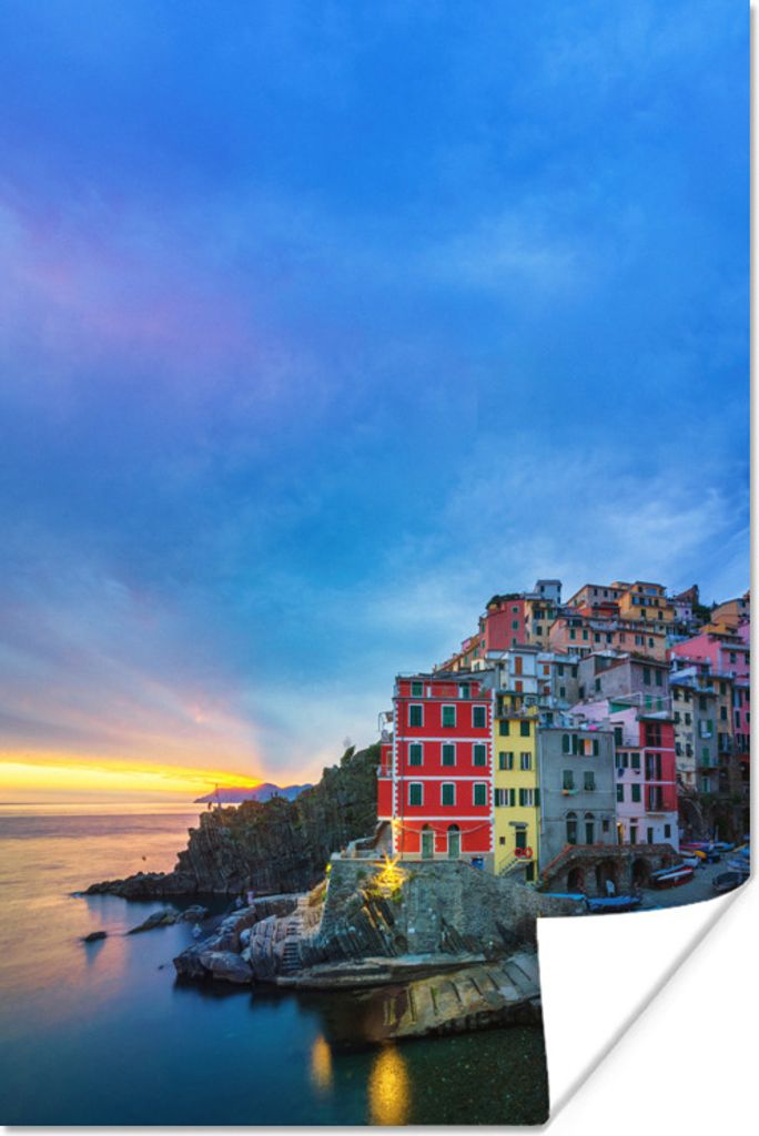 MuchoWow Poster Dämmerung in Cinque Terre 40x60 cm - Plakate für die Wand - Poster Babyzimmer