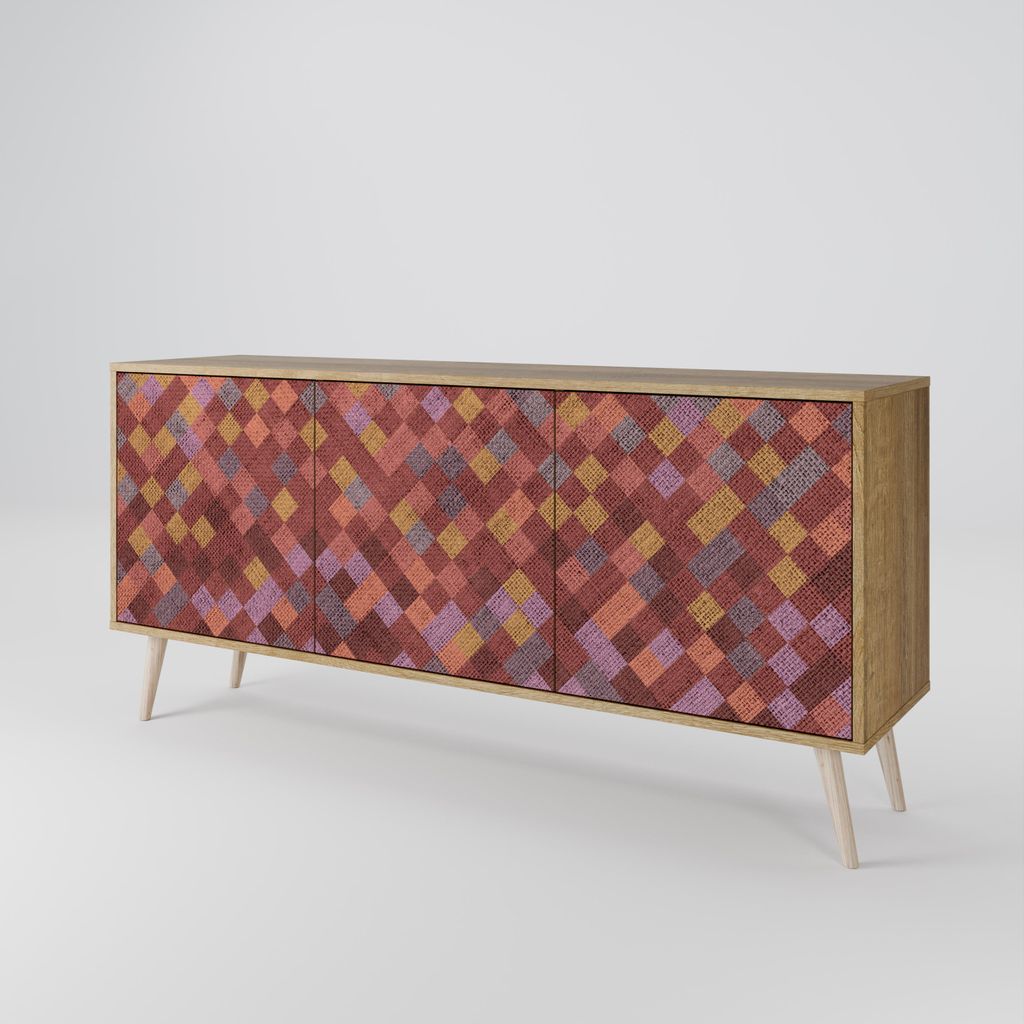 Spacerebels Kommode mit 3 Türen - Sideboard Komodenschrank - Highboard - Kleiderschrank Möbel - Wohnzimmer Schlafzimmer - 57,5×111×42 (HxBxT)