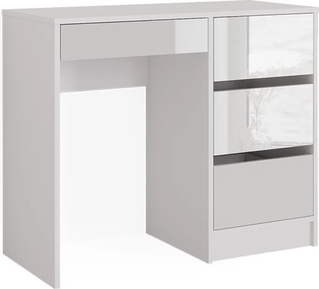 Coiffeuse 90cm Blanche Vicco Sherry avec Grands Tiroirs de Rangement Chic