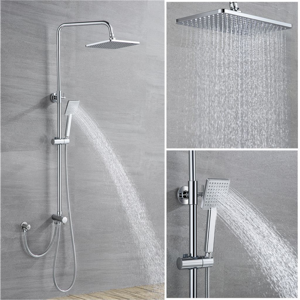 Duschset Duschkopf Duscharmatur Regendusche Duschsystem Duschstange Brause Chrom 