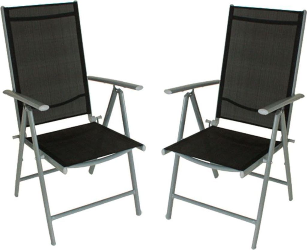 Gartenstuhl 2er Set TARA 7-fach verstellbar - Kunststoff, Schwarz | Hochlehner Wetterfest Gartenstühle Outdoor Essstühle