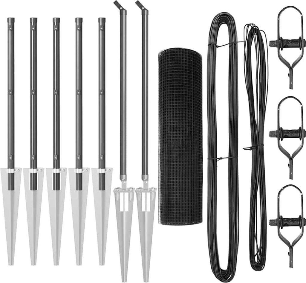 vidaXL Zaunpfosten Grau 10 x 0,8 m (12 x 12 mm Maschendraht)