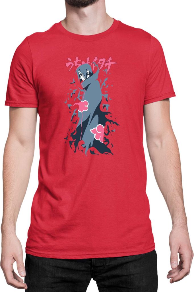 Herren T-Shirt Japan Anime Manga Naruto Itachi Uchiha 01 Uchiha Brother, Man L / Rot