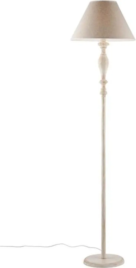 Grand Lampadaire de Lecture pour Salon en Bois et Fer Gris et Blanc