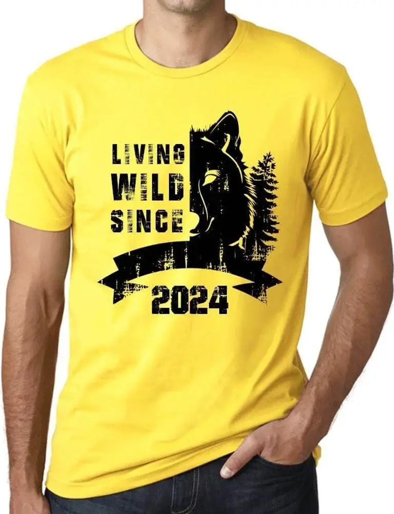 Herren Grafik T-Shirt Wildes Leben seit 2024 – Living Wild Since 2024 – Öko-Verantwortlich Vintage Jahrgang Kurzarm Lustige Druck Geburtstag G...