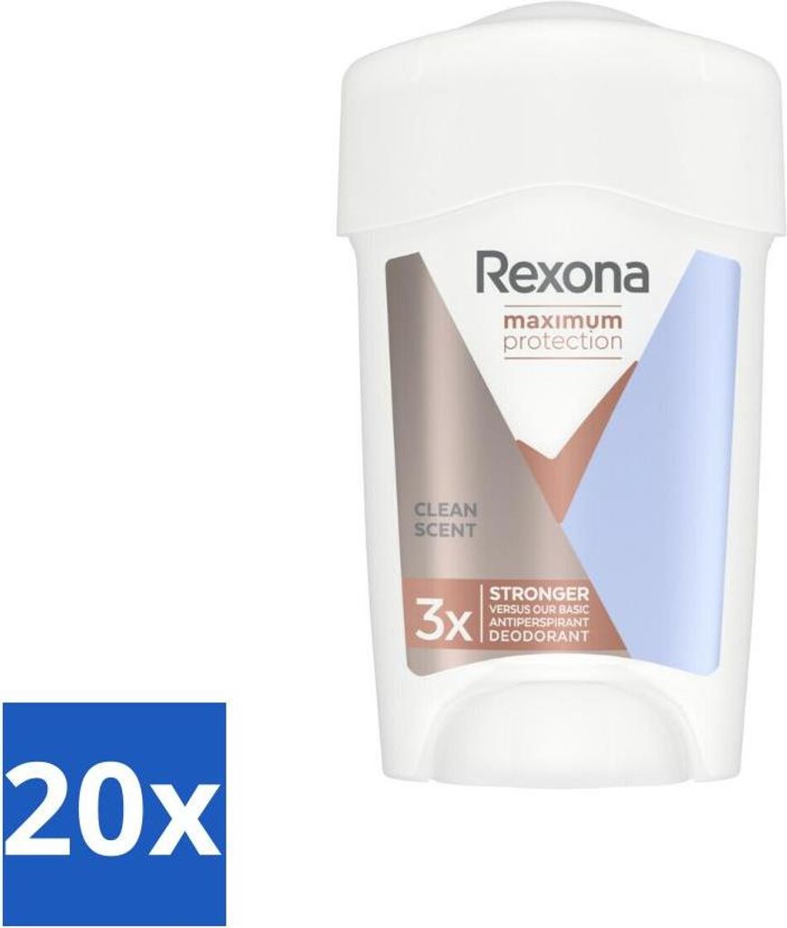 Rexona - Deodorant Stick - Women Maximum Protection Clean Scent - Antitranspirant - 45 ml - Vorteilspack - 20 Stücke