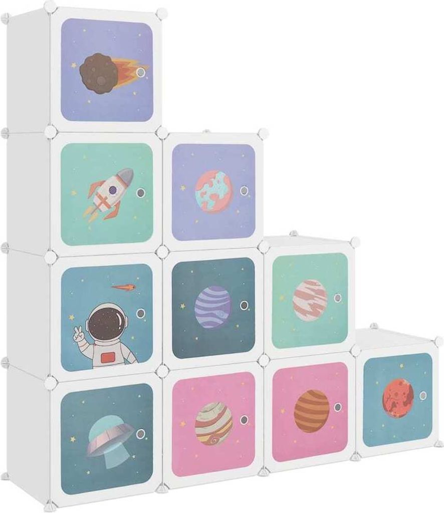 Kinderschrank Modular mit 10 Würfeln Weiß PP