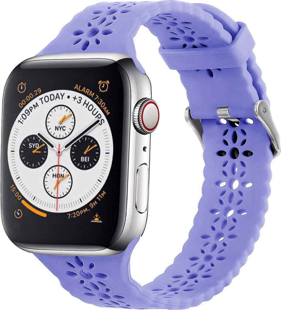 Strap-it Apple Watch Silikonarmband mit Muster (Lila) - Große: 42 - 44 - 45 - 49mm