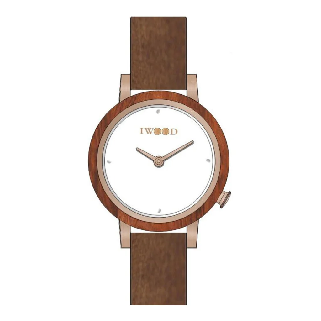 Montre femme bois véritable Iwood IW18443002 - Bracelet ajustable 36mm