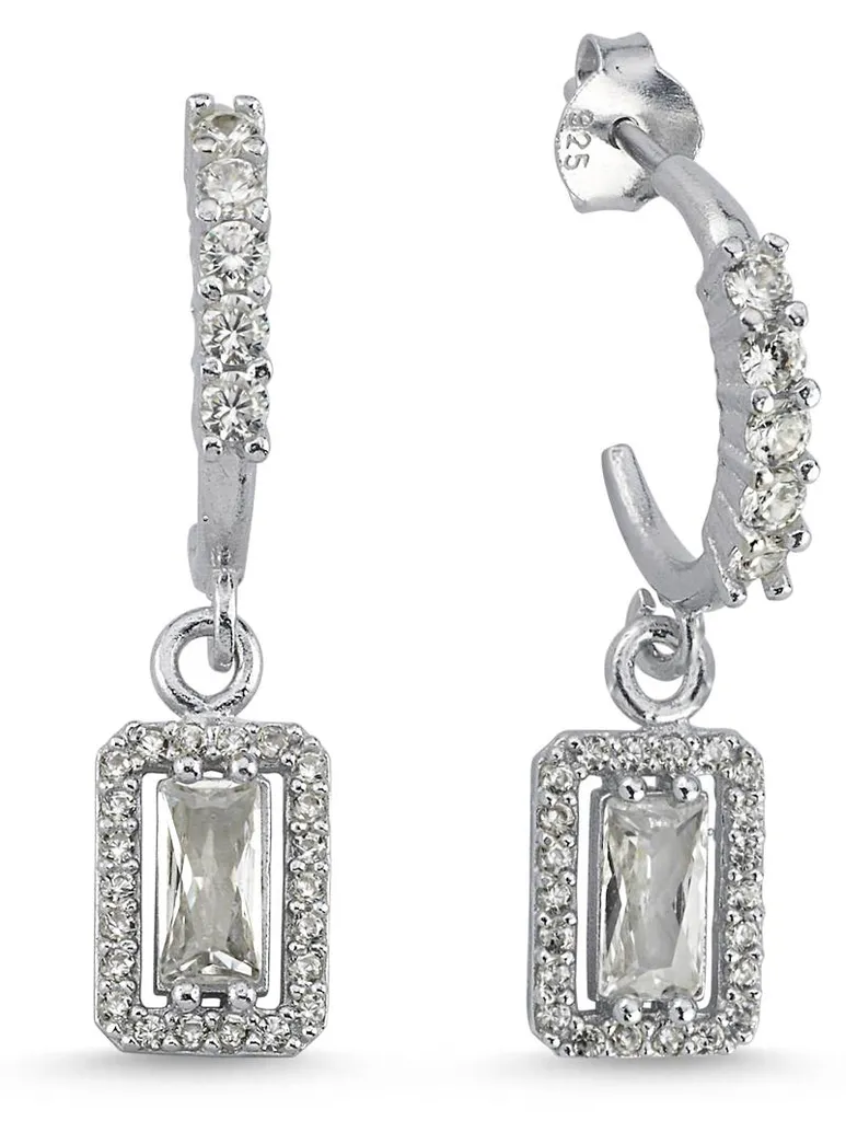 Boucles d'oreilles créoles argent pour mariage et soirée avec zircone