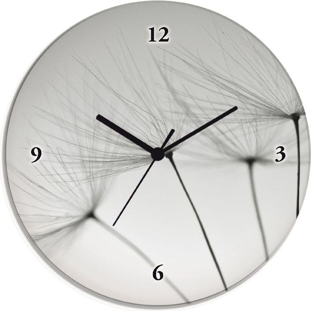 ARTland Glas Wanduhr Quarzuhr - schwarzer Zeiger Pusteblumen-Samen I Größe: 30x30 cm