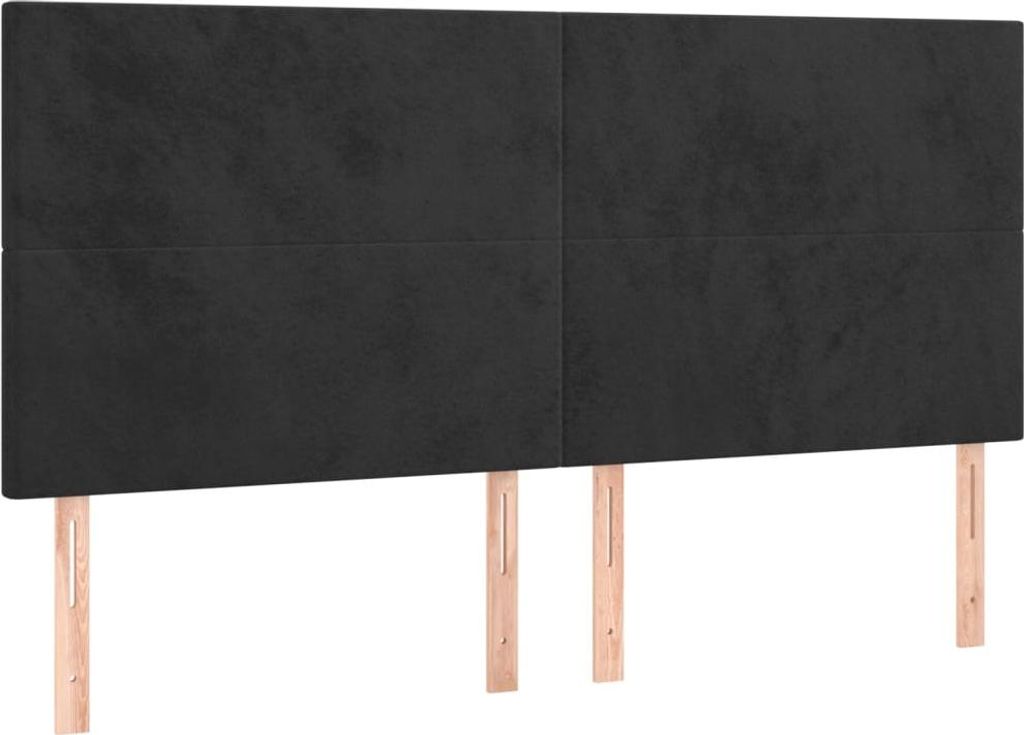 vidaXL Kopfteil Schwarz 200 x 5 x 118/128 cm Samt